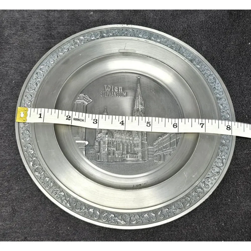 Vintage Engraved Roelan De Bilt Holland St Stephen's Cathedral Pewter Plate